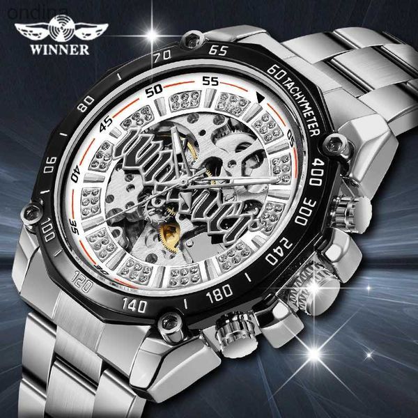 Autre gagnant hommes automatique mécanique mâle squelette en acier inoxydable mode marque de luxe Sport Design horloge YQ240122