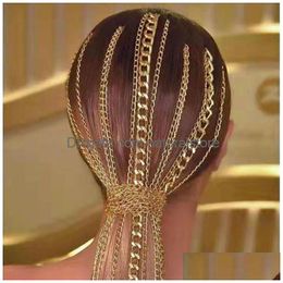 Autres femmes Robe longue Chaînes en métal Nouveauté Accessoires pour cheveux 50 cm Chaîne dorée 3 tailles Drop Livraison Bijoux Bijoux de cheveux Dhdrq