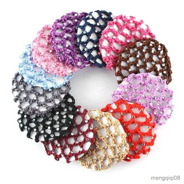 Autres filets à cheveux pour femmes pour fille Performance de danse de ballet Crochet Chic avec strass Accessoires pour cheveux enroulés professionnels