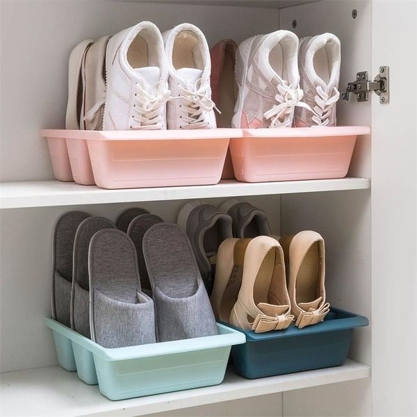 OTHERHOUSE 3 Grid Shoe Rack Stand Shelf Holder Organizador s Storage Racks Gabinete Slot box Three Color Y200527