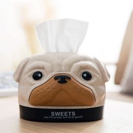 Anderhouse Lovely Bobby Dog Napkin Holder Creative Tissue Paper Storage Case Box Container Home Office Car Decoration 220611