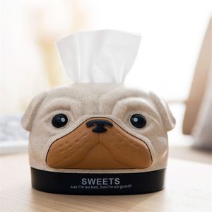 Otherhouse Lovely Bobby Dog Napkin Holder Creative Tissue Paper Storage Case Box Container Home Office Car Decoration 220617