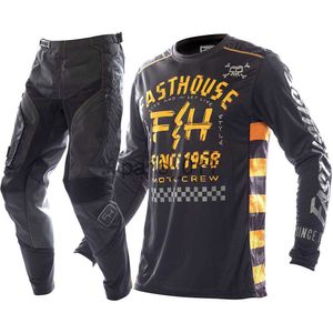 Otra ropa 2023 para FH Black MX Traje Motocross Gear Set Off Road Set con bolsillo Dirt Bike y pantalones Moto Racing Ropa x0926