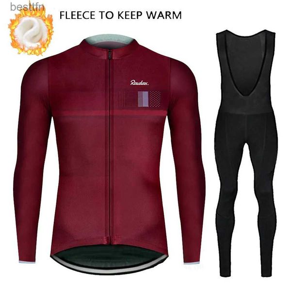 Autres vêtements 2023 RAUDAX hiver thermique polaire cyclisme ensemble hommes manches longues cyclisme Kit VTT chaud course vélo cyclisme costumeL231007