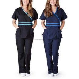 Otras prendas de vestir 2 uds., elasticidad, clínica de mascotas, conjunto de uniforme de enfermera, ropa de trabajo, batas de enfermería, uniformes de enfermería médica de manga corta para mujeres, traje de hospitales