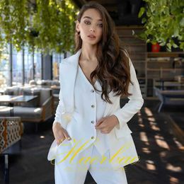 Anderen Apparel 3-delige pak voor vrouwen Witte jas Vestbroek Set bruiloft Tuxedo modeontwerp aangepaste maat losse kleding voor dames y240509