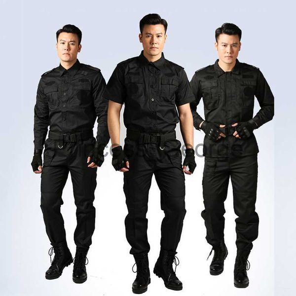 Autres Vêtements Noir Uniforme Militaire Tactique Armée Vêtements Garde de Sécurité Atelier Entraînement En Plein Air Été Automne Manches Courtes Manches Longues x0711