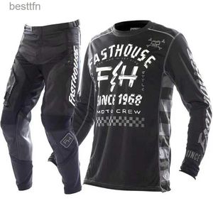 Autres vêtements Noir Blanc Motocross Gear Set Pantalon Combo MX ATV Racing Set Off Road Set avec Pocket Dirt Bike Racing ClothingL231007