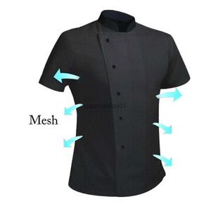 Anderen Kleding Ademend gaas Chef-kok uniform met korte mouwen Koksjas Chef-kok T-shirt Bakker Werkuniform Ober Restaurant Hotelkleding
