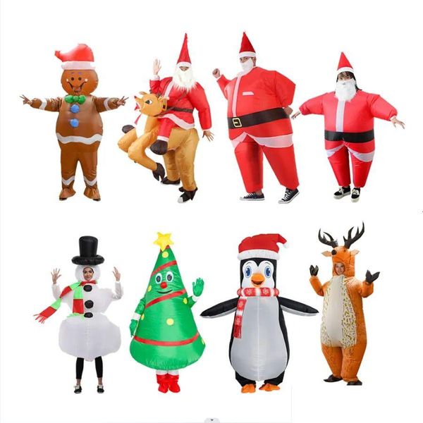 Otras prendas Decoraciones navideñas Disfraces inflables divertidos Hombre de jengibre Papá Noel Elk Muñeco de nieve Árbol Adt Kid Halloween Carniv Dhnxh