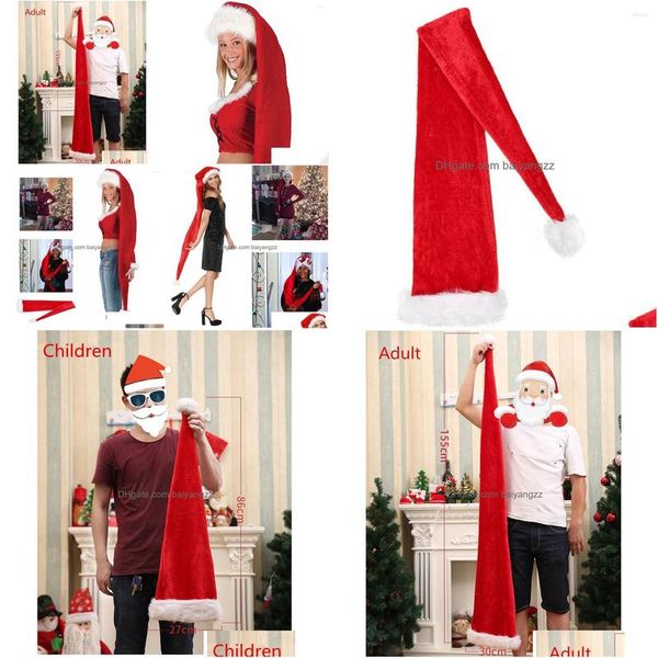 Autres vêtements Décorations de Noël Fête Père Noël Chapeau long Veet Rouge Blanc Cap Costume Noël Adt Enfants Style Chapeaux Fournitures Dro Dhmi7