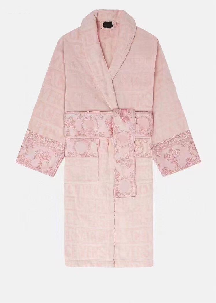 Andra Apparel Classic Texture Printed Designer Bathrobe Barock nattklänning Män och kvinnliga par tryckt ärm lindade bälte hem unisex andningsbar varm mantel