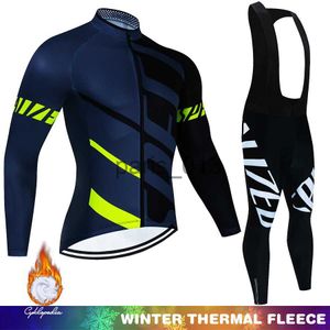 Autres vêtements Ensembles de maillots de cyclisme Ensemble polaire thermique d'hiver Vêtements de cyclisme Maillot pour hommes Costume Sport Équitation Vélo VTT Vêtements 19D Pantalon à bretelles Ensembles chauds Ropa Ciclismo 230