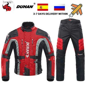 Autres vêtements DUHAN Veste de moto Hommes Motocross Moto Coupe-vent Veste de protection Pantalon Chaqueta Moto Racing Veste pour l'hiver AutomneL231007