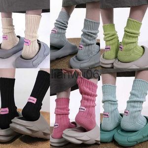 Autres vêtements Aiguille coréenne fil épais tricoté tube moyen chaussettes coton japonais simple étiquette rose hommes femmes couples sports chaussettes empilées J230830