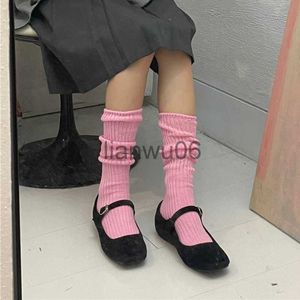 Autres vêtements Coton rose mat tricot chaussettes longues bas automne hiver chaussettes chaudes genoux japonais mode école fille chaussettes bas J230830