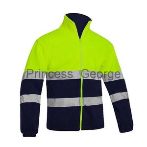 Anderen Kleding Mannen Two Tone Geel Marine Winddicht Hi Vis Jack Veiligheid Polar Fleece Jack Werkkleding Met Reflecterende Strepen x0711