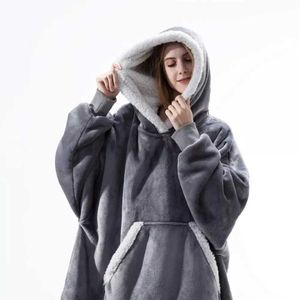 Autres Vêtements Pyjamas surdimensionnés Pulls Sweat à capuche Polaire Vêtements d'hiver Poche TV Couverture souple avec manches Pull T221018