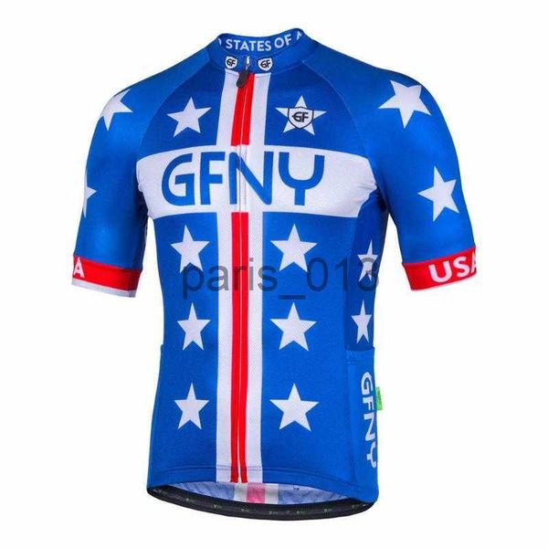 Autres vêtements Ensembles de course Ropa Ciclismo Hombre GFNY Vêtements de cyclisme pour hommes Maillot d'été à manches courtes Ensemble de vélo de route Cuissard à bretelles Kit de vêtements de vélo x0915