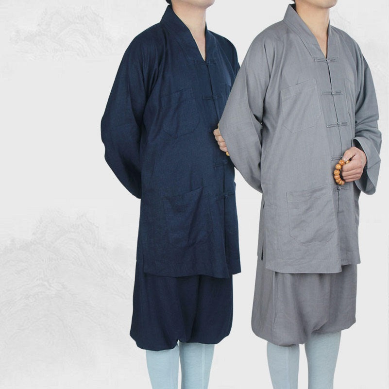 Andra kläder Shaolin Cotton Linen Monk Short Coat Pants Suit Asien Buddhism Uniform vårens Autumn Buddhist Monks kläder Nunnery Nun Costume