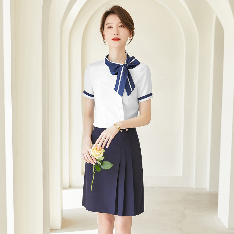 Anderen kleding zomer damesjurk stewardess uniform korte mouw pak luchtvaartstijl professioneel hotel werkkleding