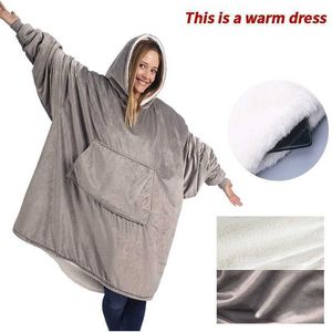 Autres Vêtements Épais Hiver Adultes Canapé Chaud TV Couverture Portable Randonnée En Plein Air Sweat À Capuche Couverture Chaud À Capuche TV Couvertures Avec Poche T221018