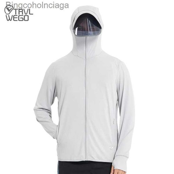 Autres vêtements TRVLWEGO Chemise de tennis d'été Randonnée masquée à capuche Hommes Séchage rapide Respirant Bord amovible Cyclisme Protection solaire VêtementsL231215