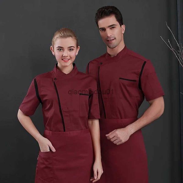 Autres vêtements Uniforme de chef unisexe à manches courtes, veste de chef respirante pour femmes et hommes, vêtements de cuisine, boulangerie, service alimentaire, uniforme de cuisine