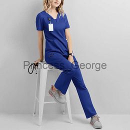 Anderen Kleding Dames Medische Scrubs Stretch QuickDry Scrub-sets met korte mouwen Ziekenhuisuniform Tandarts Werkkleding Topbroek x0711