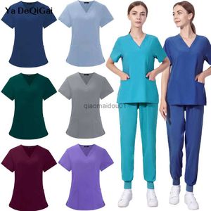 Otras prendas Ropa de trabajo Mujeres de enfermería Pantalones médicos Elásticos Venta al por mayor Uniforme de trabajo Mujeres Tops de manga corta con cuello Trajes médicos hospitalarios dentales