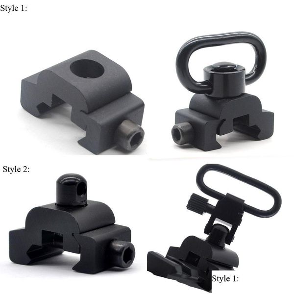 Otros accesorios tácticos 2 tipos Adaptador de montaje Picatinny de 20 mm con juego giratorio de eslinga QD de 1,25 pulgadas Hebilla de correa negra Liberación rápida B Dhga1