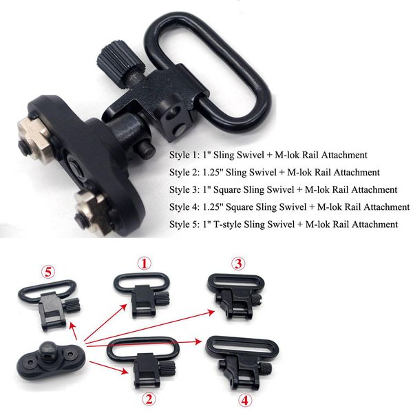 Otros accesorios tácticos 5 estilos Negro 1 / 1.25 QD Sling Quick Detach Giratorio Agregar conjunto de accesorios de riel M-Lok para montaje de guardamanos Dro DHJT6