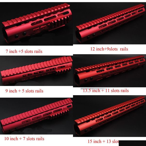 Autres accessoires tactiques 7 9 10 12 13.5 15 Garde-main Keymod à montage sur rail rouge avec écrou en acier pour AR-15 / .223 / 5.56 Drop Delive Dhdrj