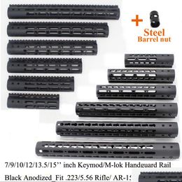 Overige Tactische accessoires Zwart 7/9/10/12/13,5/15 inch Keymod/M-Lok Handguard Rail Float Mount-systeem met stalen tonmoer Drop Del Dhywk