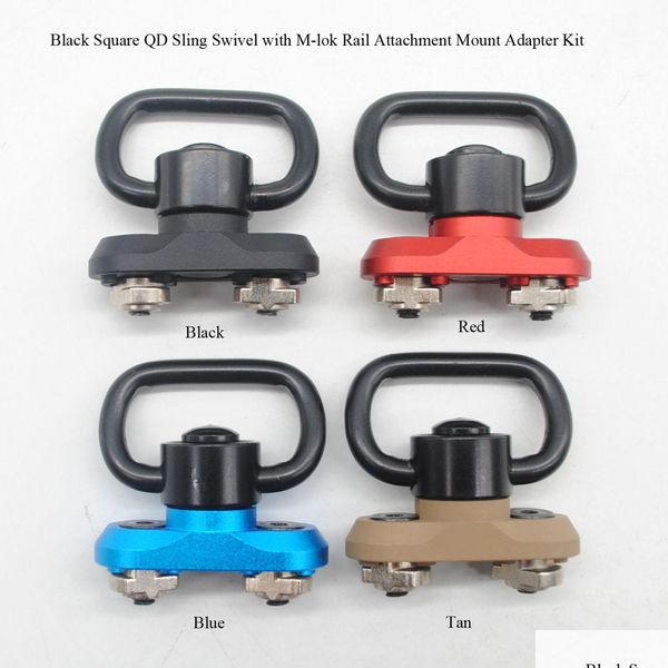 Otros accesorios tácticos Forma cuadrada negra QD Sling giratorio con negro / rojo / azul / bronceado M-Lok Rail Accesorio Adaptador de montaje Kit cuadrado DHWJF