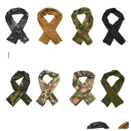 Autres accessoires tactiques Camouflage Écharpe Été Respirant Mesh Jungle Foulards de protection Randonnée en plein air Cam Cou Vélo Cyclisme SPO Otvhk