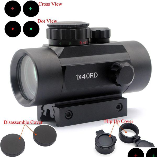 Otros accesorios tácticos Holográfico 1x40 Alcance de la vista Red Green Dot / Cross View Riflescope Caza con 11 20 mm Montaje en riel Drop Del DHDK9