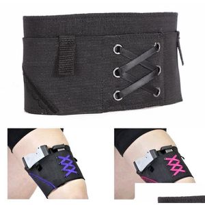 Tactische accessoires Holsterbeen voor dames Zwart verborgen verstelbare dij Lage profielsluiting Geborduurde elastische stof Ca Dh9Fb