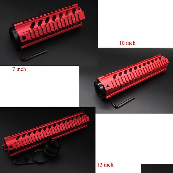 Otros accesorios tácticos Nuevo chino rojo 7 10 12 Longitud Quad Rail Handguard Fit .223 / 5.56 Rifle Picatinny Sistema de montaje Drop Deliv Dhvyl