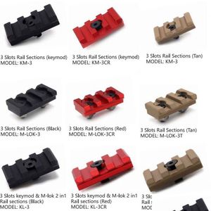 Otros accesorios tácticos Segmento de sección de riel de 3 ranuras de longitud corta para sistema de montaje Keymod/M-Lok Rieles Picatinny Color negro/rojo/tostado Dhiek