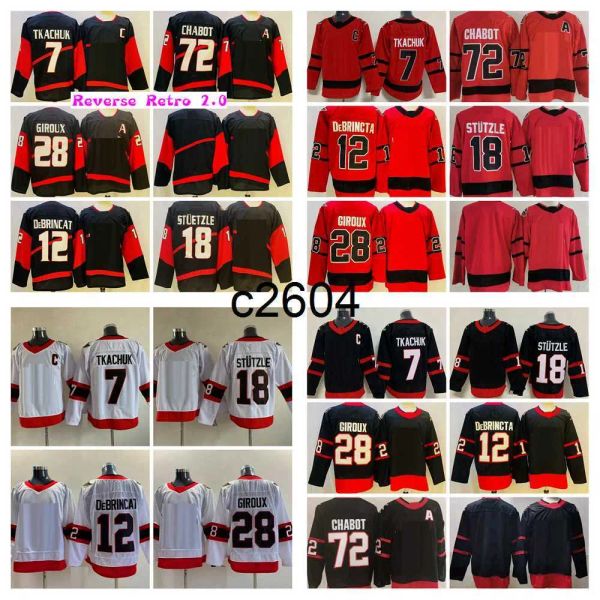 OttawaSenatorsc2604 2022 Reverse Retro 2.0 Maillots de hockey Noir 7 Brady Tkachuk 12 Alex DeBrincat 28 Claude Giroux 72 Chabot 18 Stutzle cousu pour hommes