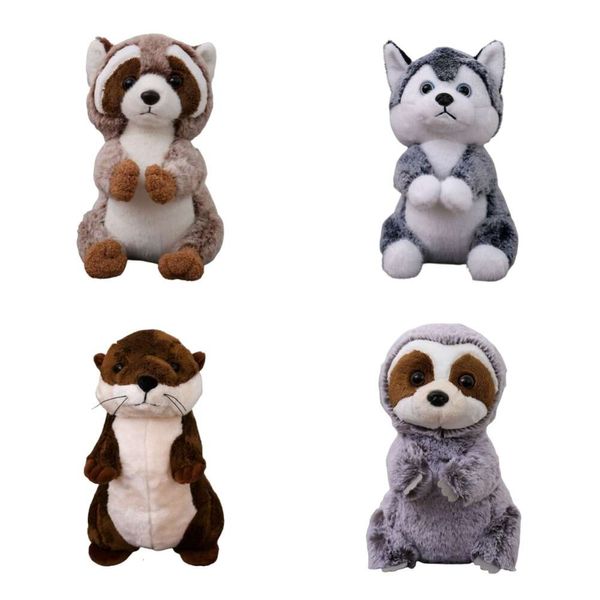 Otter Raccoon Husky Sloth Rag Lottery Plush Muñeca de juguete Nuevo regalo lindo