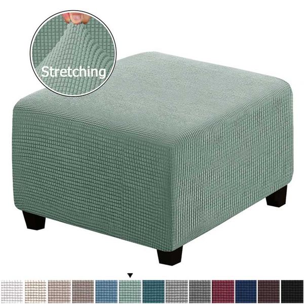 Pouf tabouret couverture meubles protecteur couvre Jacquard élastique carré repose-pieds canapé housse chaise 211105