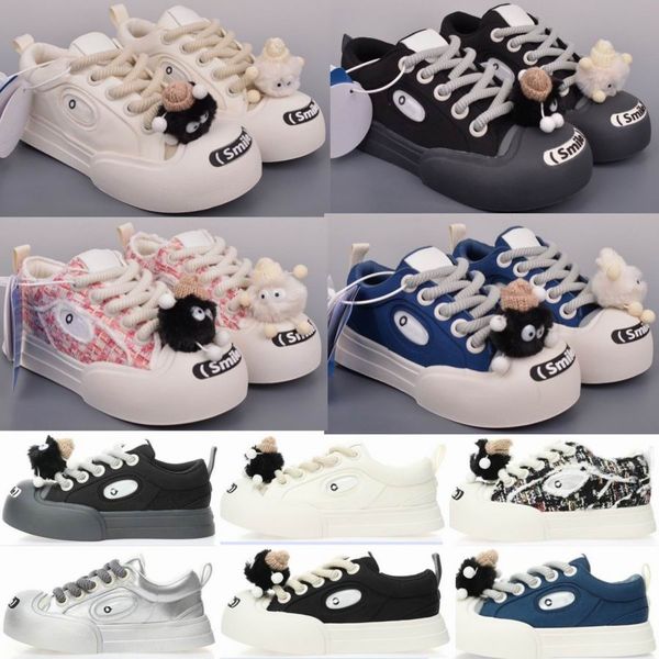 Ouder Smile Canvas SKate Shoes Hombre Mujer Low-Top Leather Sneakers Pink Tryto Laughp Tassel Upper Platform Keep Simle Azul marino Blanco Negro talla 35 Grey Sport Trainers