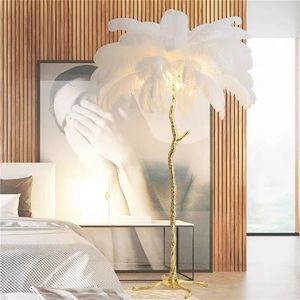 OUFULA NOORDISCHE VINTAGE VLOER LAMP MODERNE CREATIEF MESSCHAP Simple Led Feather Standing Light for Home Living Room Slaapkamer Decor