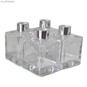 Ougual Ensemble de 4 flacons diffuseurs d'huiles essentielles en verre carré pots d'huile parfumée 200 ml L230523