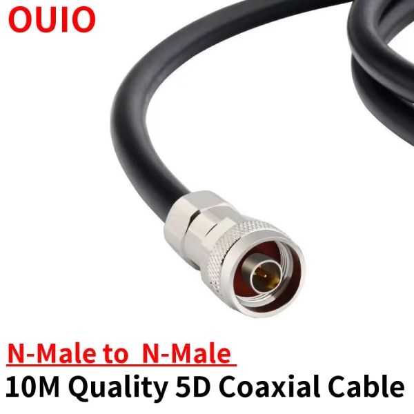 Ouio 10 mètres premium 5d Cable coaxial n mâle à n mâle Perte de connecteur Câble d'antenne coaxial pour le signal de téléphone portable mobile Booster