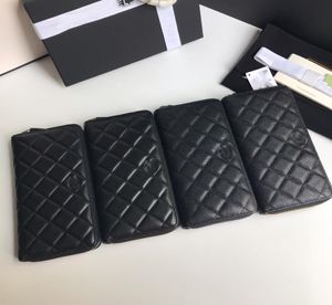 OUIO Italiaanse premium lederen koppelingsleermunt Portemonnee Lange kaviaar Visitekaarthouder Zippered Standard Wallet6912392