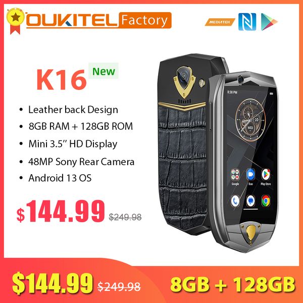 Oukitel k16 mini smartphone 8 Go Ram 128 Go Rom 48MP CAMERIE Android 13 Mobile Phone MTK 8788 3,5 pouces NFC 3050mAh Phone