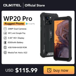 Oukitel WP20 Pro Robuuste Smartphone 5.93 "4GB + 64GB 6300mAh Octa Core Mobiele telefoon 20MP Mobiele telefoon NFC